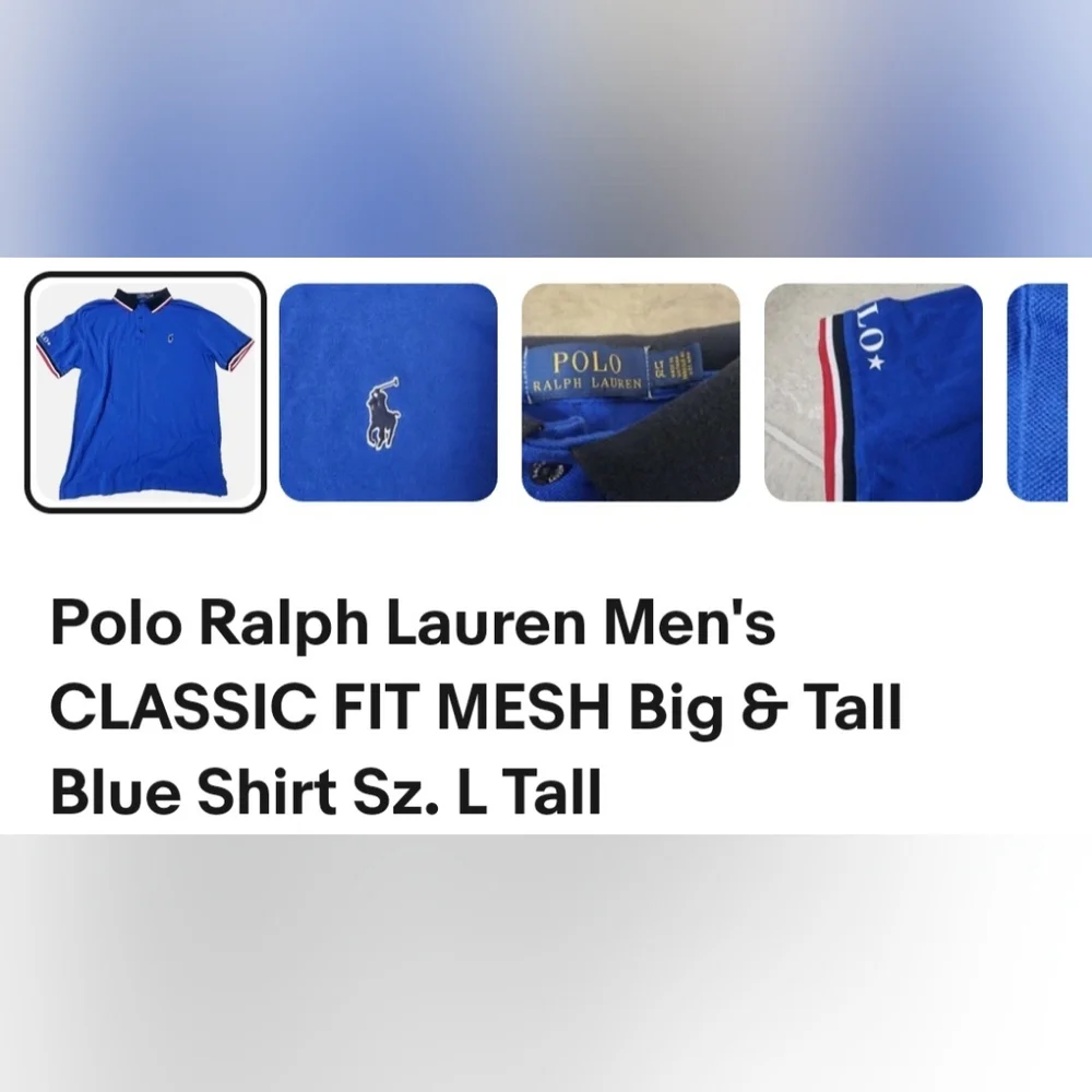 Polo by Ralph Lauren Men's Classic Fit Mesh Blue Polo Shirt Size Large Tall